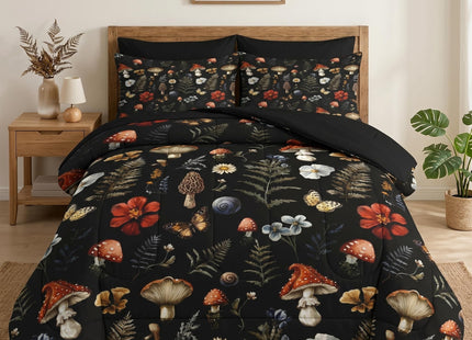 Pamnest Full Comforter Set with Sheets, 7 Pieces Woodland Mushroom Bedding