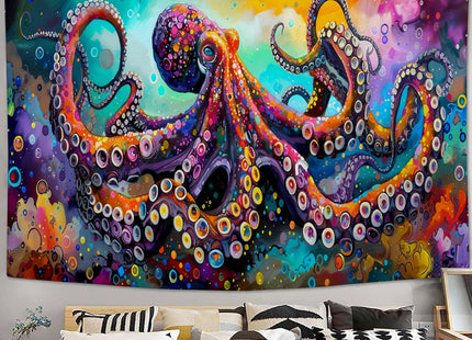 yowecso Octopus Tapestry Octopus Tapestries Ocean Navy Coastal Fabric Wall Hanging Aesthetic Space Indoor Outdoor Wall Art Tablecloth Bedspread for Bedroom Dormitory Living Room Home Decor 60"x90"