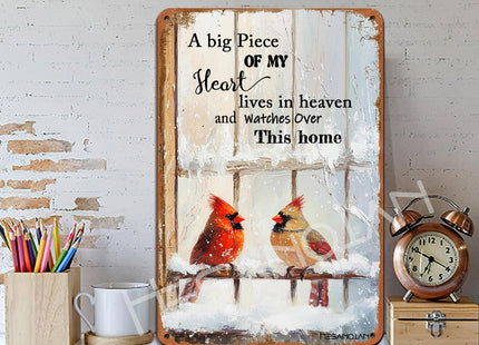 Hesanqian Cardinal Tin Sign, Cardinal Bird Sympathy Wall Art 8x12 Inch