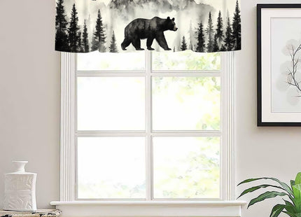 Twistmyst Bear Valance Curtains,Rod Pocket Valances for Windows,Small Window Treatment Valances for Kitchen,Living Room,Bedroom,Bathroom,Home Decor,18x54 Inch,1 Panel,Rustic Cabin Forest
