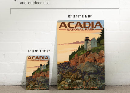 Lantern Press Acadia National Park, Maine, Bass Harbor Lighthouse, 12x18 Inch Aluminum Sign, Indoor or Outdoor Use