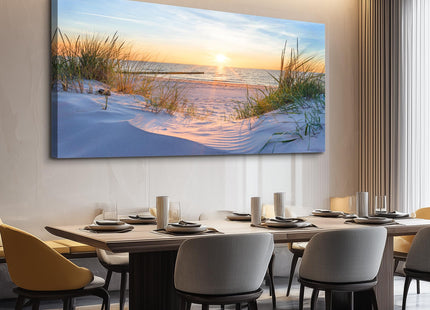 MHARTK66 Wall Decor for Living Room Large Canvas Wall Art for Bedroom Modern Office Pictures Blue Sun Beach Grass Ocean Landscape Paintings Canvas Art Prints Home Decorations