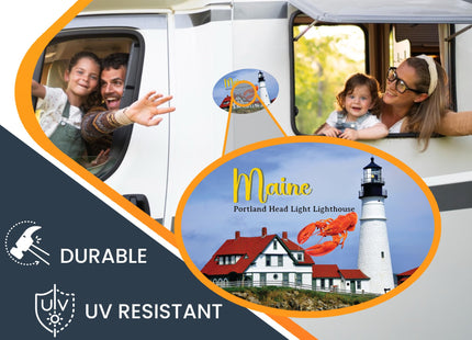 Magnet Me Up Maine Portland Head Light Lighthouse and Lobster Oval Magnet Decal, 4x6 Inch, Heavy Duty Automotive Magnet for Car, Truck or SUV, Portland Harbor, Casco Bay, Crafted in USA