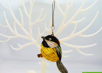 Quilling Bird Lovers Collection – Handmade Quilled Ornaments for Animal Lovers, Home & Holiday Decorations, Car, Bag, or Phone Charms by GREENHANDSHAKE (Black-Capped Chickadee)
