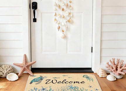 MATIRUG Coastal Beach Door Mat 16"x24" Coral Starfish Ocean Welcome mat
