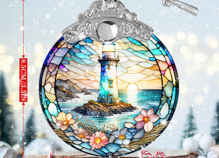 Jocidea Stained Glass Suncatcher & Lighthouse Ornament - Christmas & Holiday Ornaments, Tree Decor