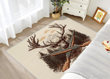SherAvant Deer Rug 5x7-5x7 Rug - Deer Rug - Wildlife Mountain Forest Area Rug - Hunting Wild Animal Rugs - Rustic Cabin Animal Carpet - Deer Home Decor