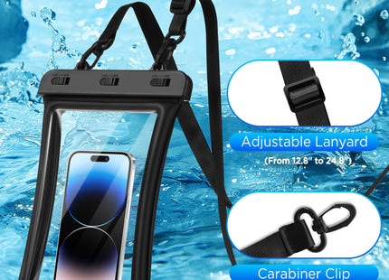 CACOE Floatable Waterproof Phone Pouch 2 Pack Up to 10.0", Black+Green