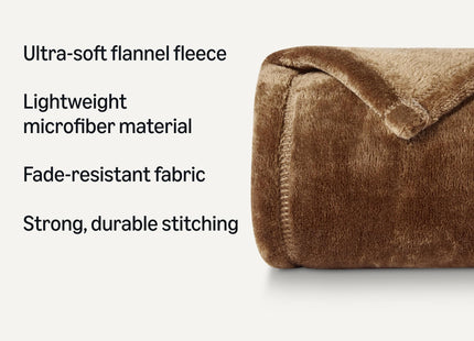 Amazon Basics Soft Fleece Throw Blanket, Very Cozy Blanket for Couch & Sofa, Warm, 50 x 60 Inches, Brown