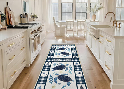Coastal 2x6 Runner Rug Nautical Sea Turtle Runner Rugs Machine Washable