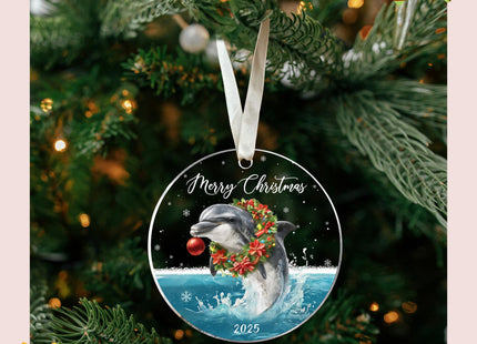 LUCAGIFT Dolphin Ornaments for Christmas Tree - Dolphin Ornament - Coastal Gifts for Women, Men - Coastal Christmas Ornaments for Tree - Acrylic Ornament 2025