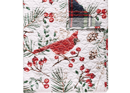 Greenland Home Cardinal Plaid Farmhouse Holiday Quilted Throw Blanket, 50 x 60 inches, Cardinal