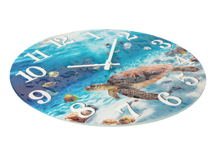 Yoiolclc Outdoor Clocks Waterproof Outdoor Coastal Beach Ocean Wall Clocks for Patio Pool Garden Home Decor(14 Inch,Blue,Sea Turtle)