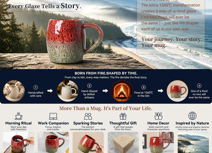 Holly Berry Ceramic Mug, 22oz Reactive Glaze Christmas Mug, Holiday Gift