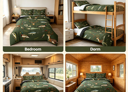 Feelyou Hunting Fishing Comforter Set Deer Duck Bedding Set Full Size