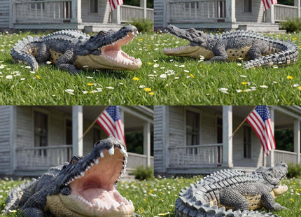 Noegrus 13" Real Crocodile Statue - Alligator Decor, Pool Alligator Decoy, Lifelike Animal Figurine, Hand-Painted Garden Sculpture for Patio, Backyard, Coastal Beach Decor