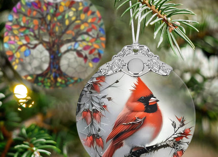 Christmas Ornaments - Stained Glass Cardinal Decor - Tree Ornament - Cardinal Gifts