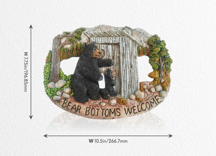 Black Bear Decorations for Home - Mama Bear Sign Bear Bottoms Welcome Home Decor Bear Cabin Wall Hanging - Wilderness Bathroom Decor Welcome Bear Sign - Bear Wall Decor Bear Pictures Wall Art