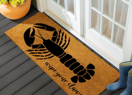 Evergreen Nature Coir Doormat, 2'x5' Large Welcome Mats for Double Doors, Outdoor Indoor Entrance Rug, Non-Slip Front Door Mat for Beach House Porch Patio (Lobster, 60"x24")