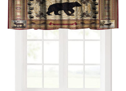 GoDazzling Vintage Animal Deer Bear Kitchen Curtain Valance, Rustic Style Wildlife Deer and Bear Window Valance, for Bedroom Living Room Cafe Bathroom W54xL18in 1 Panels
