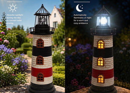 Garden Statues 23" Coastal Solar Lighthouse Garden Decor Gardening Gift