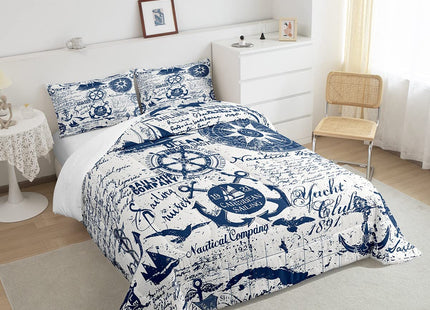 jejeloiu Anchor Decor Rudder Themed Comforter Set Twin Size Kids Boys