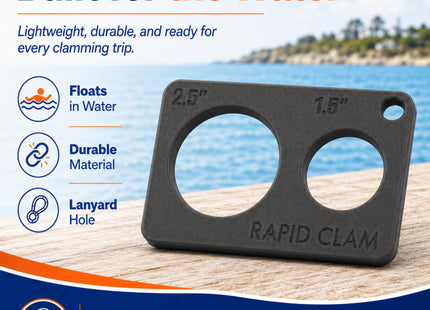 Clam Measuring Tool | 1.5" Quahog & 2.5" Soft-Shell Clam Gauge | Floats in Water | Lanyard Hole | Durable & Lightweight Clamming Accessory for Legal Harvesting