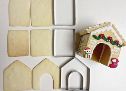 MrCookie Large Gingerbread House Cookie Cutters,8pc Sturdy Stainless Steel.