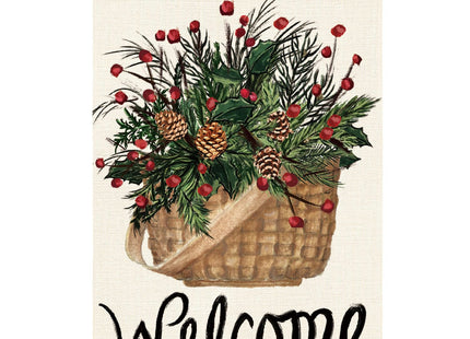 AVOIN colorlife Welcome Christmas Pinecone Berry House Flag 28x40 Inch