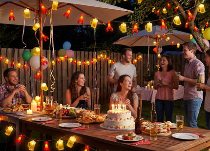 Baquler 4 Pcs 10ft 20 LED Lobster Decorations and Lobster with Beer String Lights, Crawfish Boil Party Supplies Seafood Boil Party Decorations for Summer Camping Mardi Gras Wedding Birthday Patio