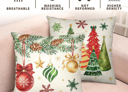 Wnoesat Christmas Tree Snowflake Pine Cone Decorative Pillow Covers