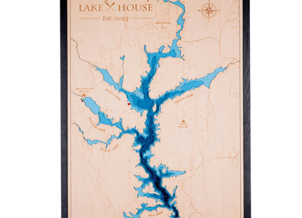 Personalized 3D Wood Map - Lake Depth Map Art - -Layer Handcraft Nautical Decor - Rustic Wall Art for Lake House, Cabin - Gifts for 5th Anniversary, Father’s Day, Christmas, Housewarming