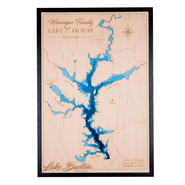 Personalized 3D Wood Map - Lake Depth Map Art - -Layer Handcraft Nautical Decor - Rustic Wall Art for Lake House, Cabin - Gifts for 5th Anniversary, Father’s Day, Christmas, Housewarming
