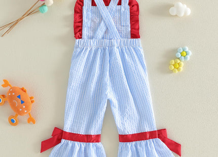 YINGISFITM Toddler Girl Overalls Baby Summer Outfit Sleeveless Lobster Bell-Bottom One Piece Romper Jumpsuit Cute Clothes (Lobster Red, 18-24 Months)