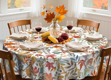 60In Fall Tablecloth Maple Leaf Table Cover Waterproof and Wrinkle-Free