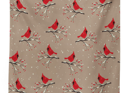 Lunarable Cardinal Tablecloth, Cardinal Bird Silhouettes on Snowy Berry Branches on Abstract Background, Rectangular Table Cover for Dining Room Kitchen Decor, 52" X 70", Caramel Taupe