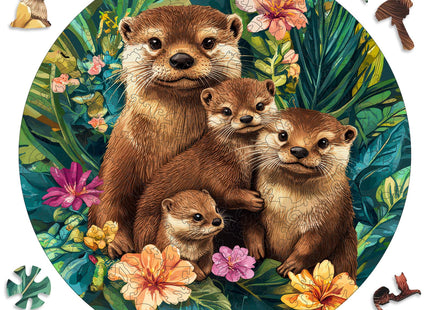 Leodozzio 500Pcs Wooden Jigsaw Puzzle Otter Family Wall Decor 16.5x16.5in