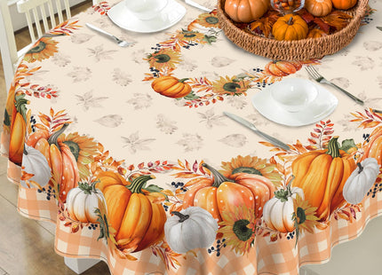 bnhjsdw Fall Pumpkin Tablecloth Buffalo Plaid Thanksgiving Autumn Table Cloth 60"x84", Waterproof Fall Table Cover for Harvest Party Decoration-Orange Pumpkin