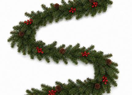 GWEXTO 6 FT Artificial Christmas Garland with Berry and Pinecone Accents