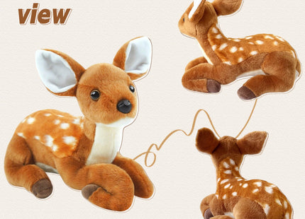 JUSTQUNSEEN Realistic Deer Stuffed Animals,10 Inch Female Stuffed Deer Plush Toy,Lying Position Brown Deer Wild Animals,Soft Cuddly Toys Decoration for Christmas Birthday