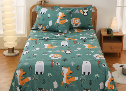 JSD Green Forest Animals Kids Twin Sheet Set 3 Piece