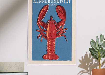 Lantern Press Kennebunkport, Maine, Lobster Woodblock, 12x18 Inch Art Print, Home Decor⁠
