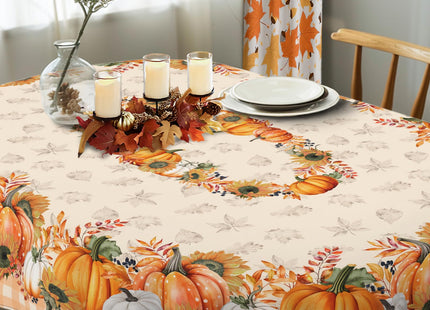 bnhjsdw Fall Pumpkin Tablecloth Buffalo Plaid Thanksgiving Autumn Table Cloth 60"x84", Waterproof Fall Table Cover for Harvest Party Decoration-Orange Pumpkin