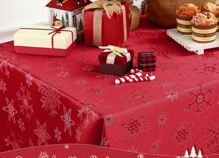 Tegeme Christmas Snowflake Tablecloth Winter Table Decor, Red, 52" X 70"
