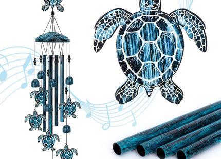 Marwey Sea Turtle Wind Chimes for Outside, 40" Metal Sea Turtle Decor