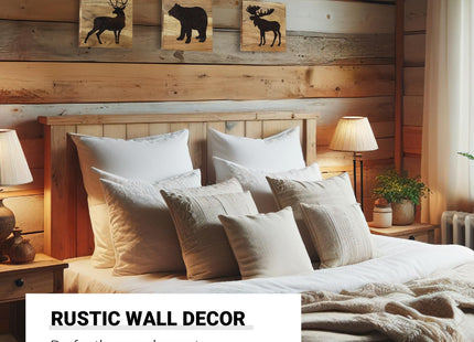 Home Rustique Real Wooden Cabin Decor, Woodland Rustic Wall Art, Set of 3
