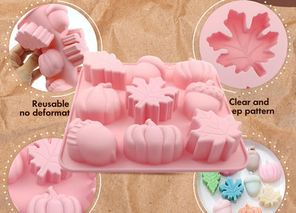 2PCS Thick Fall Silicone Molds, 9-Cavity Pumpkin Acorn Maple for Soap Craft