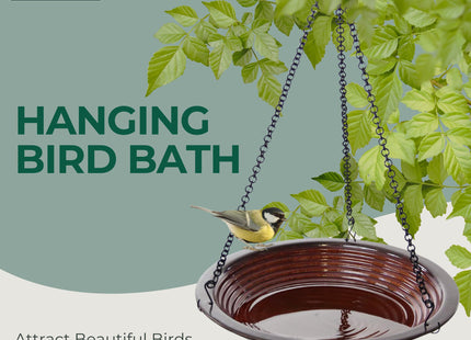 BYER OF MAINE Circles Hanging Bird Bath, 14”x14”x34” adj, Porcelain