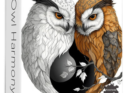 Yin Yang Owl Jigsaw Puzzle 1000 Pieces for Adults,Unique Bird Jigsaw Puzzle Features Dual Owl Balance, Black and White Animal Puzzle,Impossible Owl Home Wall Decor