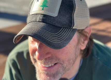 S.L. Revival Co. 1901 Maine Pine Tree Flag Trucker Hat, Black
